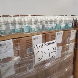 boxes of hand sanitizers
