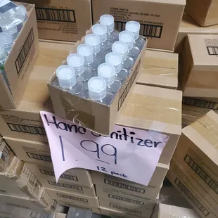 a carton of bottled water