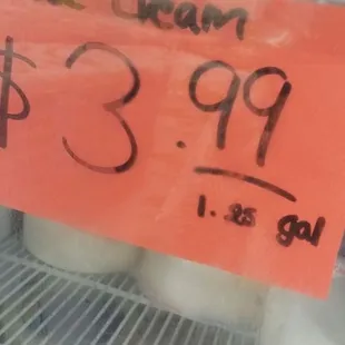 a price label on a refrigerator