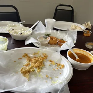 Apologies for taking pic after the fact - delicious poori alu, masala dosa, medium vada and yogurt rice + chai