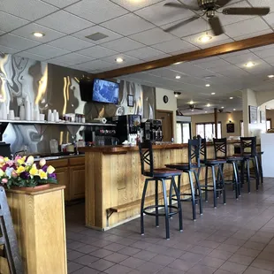 Inside service counter.