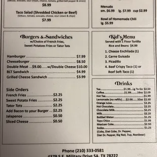 menu