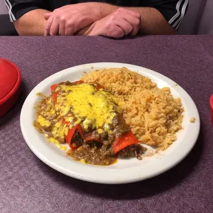 Beef enchiLadas double rice Lol