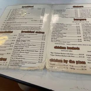 the menu and prices