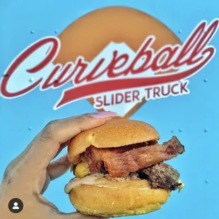 Burger slider with pork belly
