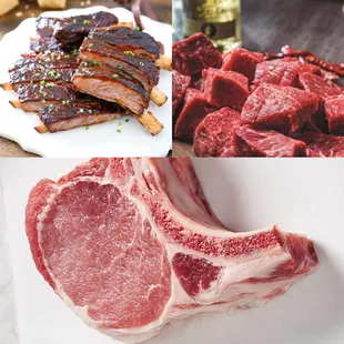 Baby Back Ribs, Beef Tips and Berkshire Pork chops