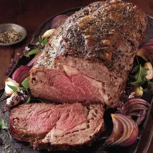 Certified Angus Beef Boneless Prime Rib. shown prepared