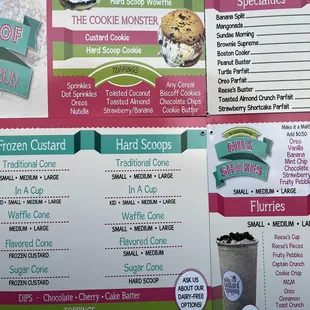 Menu with no pricing