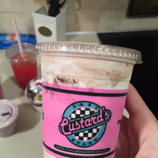 So delicious! Concrete mixed with hot fudge and Bananas!