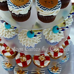 a three tiered cupcake display