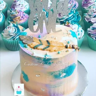 a birthday cake with the letter w on top