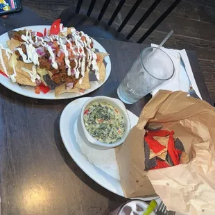Ground Beef Nachos not too bad &amp; Warm Spinach Dip was delish!