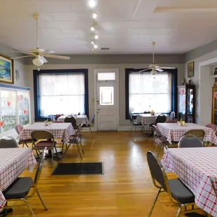 the dining room of a home