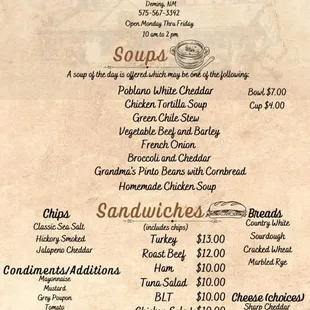 menu