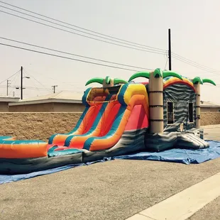 3n1 Tropical Combo w/ Hoop Detachable Pool &amp; stopper 15 x 15 Jumper Dual Lane Slide Wet/Dry