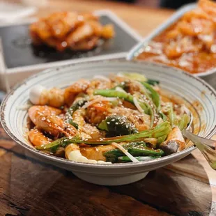 a bowl of food on a table