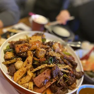 a bowl of food on a table