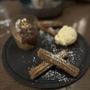 Churro and ice cream.