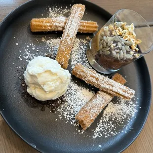 Churro, dessert, and cheesecake