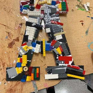 The letter A with Legos