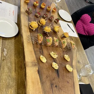 Tasting experience to perfect our dishes. Again we were going for a micro size theme/one bite. They flavors were incredible.