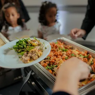 Braised Chicken Thighs, Stewed Peppers and Onion, Roasted Tomatoes, Micro Cilantro. Not pictured: Roasted pork in garlic/citrus marinade