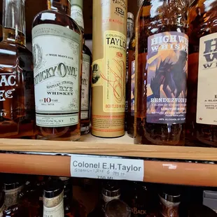 a variety of bottles on a shelf