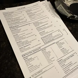 a menu for a restaurant