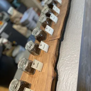 a row of jars of coffee