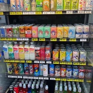 a display of sodas and soft drinks