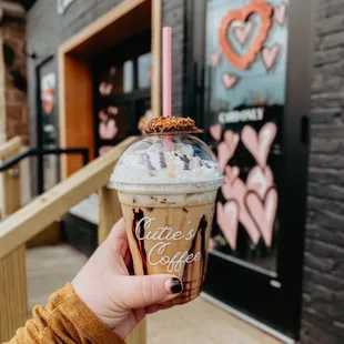 Samoas Latte-topped with a heart shaped straw