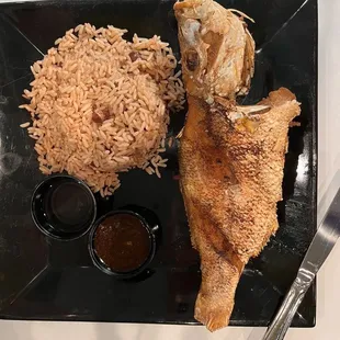 Red Snapper, red beans &amp; rice, plantains