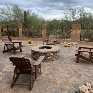 Pavers, Low-Voltage Lighting, Irrigation Line, Fire-Pit, Rock Facade on Fire-Pit