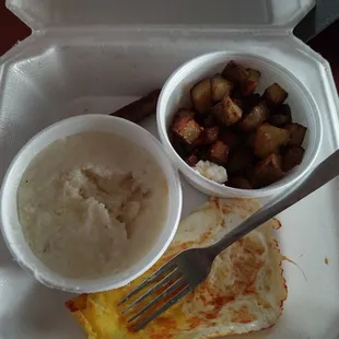 Classic. Sausage eggs cheese grits potatoes.