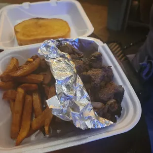 Steak bites meal.