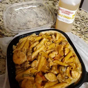 Jerk chicken and shrimp pasta