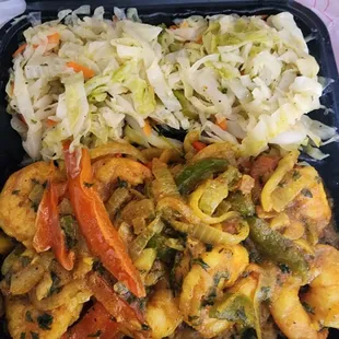 Curry Shrimp Meal with Cabbage.