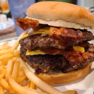 a burger and french fries