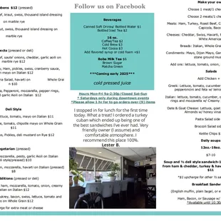 Updated menu January 2025