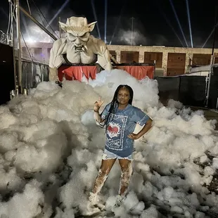 This is the end, for the bubbles were very hard to get through and you could barely see. It was very fun and got soaked.