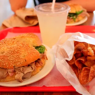 Pork Rabe (rahb), House made potato chips, Limeade