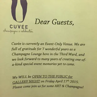 Open for gallery night, otherwise they&apos;re just a special event venue!