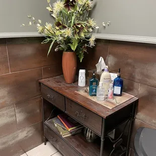 Inside women's restroom