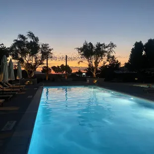 The pool after sunset