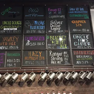 a variety of beer taps