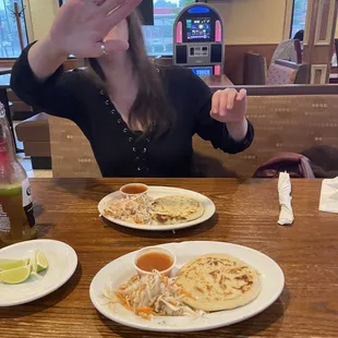 Pupusas and my lady who is annoyed by photographers