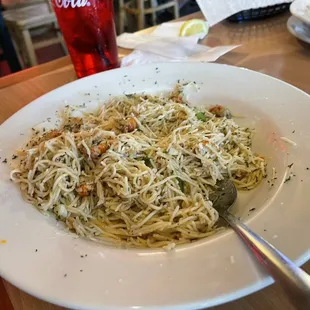 The special - angel hair with crab and crawfish! Delicious garlic flavor!