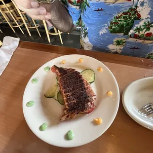Yummy ahi tuna, seared and rare!