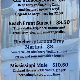 Speciality drinks