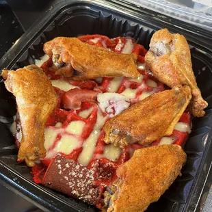 Plain wings and red velvet waffle